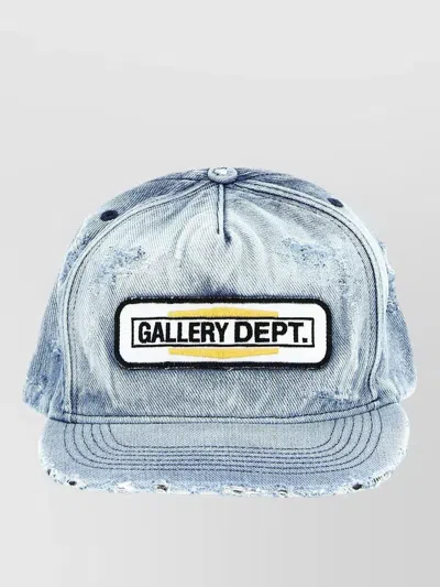 Gallery Dept. Distressed Denim Curved Brim Cap In Blue