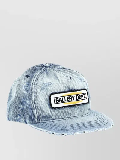 Gallery Dept. Distressed Denim Curved Brim Cap In Blue