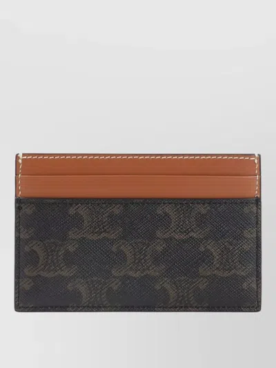 Celine Stylish Medium Card Holder With Contrast Stitching In Brown