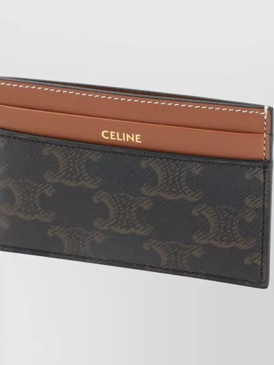 Celine Stylish Medium Card Holder With Contrast Stitching In Brown