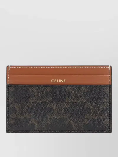 Celine Stylish Medium Card Holder With Contrast Stitching In Brown