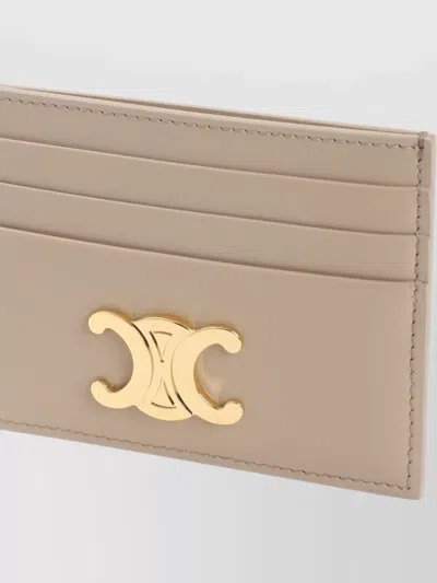 Celine Triomphe Compact Card Holder In Neutral