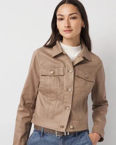 White House Black Market Coated Denim Trucker Jacket In Brown