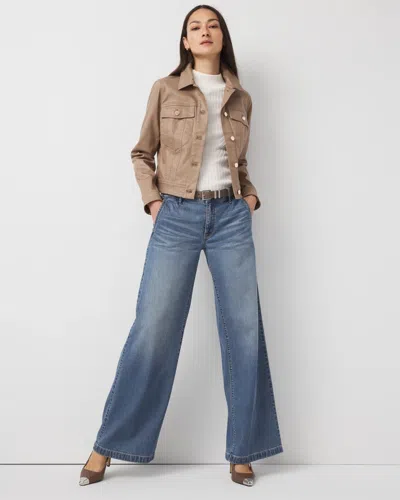 White House Black Market Coated Denim Trucker Jacket In Brown