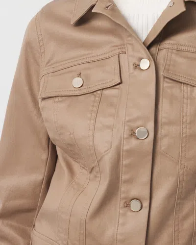 White House Black Market Coated Denim Trucker Jacket In Brown