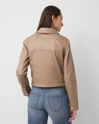 White House Black Market Coated Denim Trucker Jacket In Brown