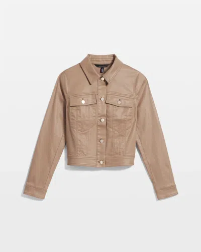 White House Black Market Coated Denim Trucker Jacket In Brown