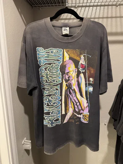 Pre-owned Band Tees 1992 Alice In Chains Sick Man Faded Art T-shirt In Black