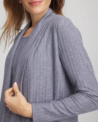 Chico's Cozy Cardigan Sweater Twinset In Blue In Blue