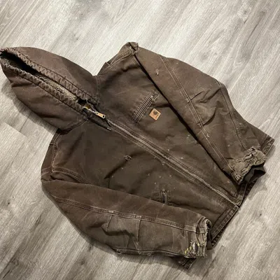 Pre-owned Carhartt X Vintage Carhartt Hooded Zip Up Jacket In Brown