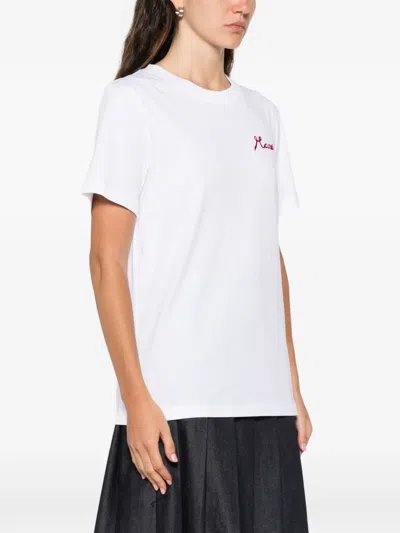 Marni Logo On The Chest Cotton T-shirt In White