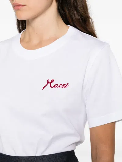 Marni Logo On The Chest Cotton T-shirt In White