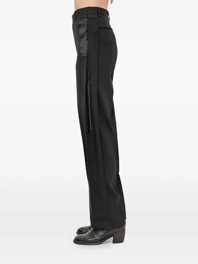 Mm6 Maison Margiela Satin-panel Trousers In Black