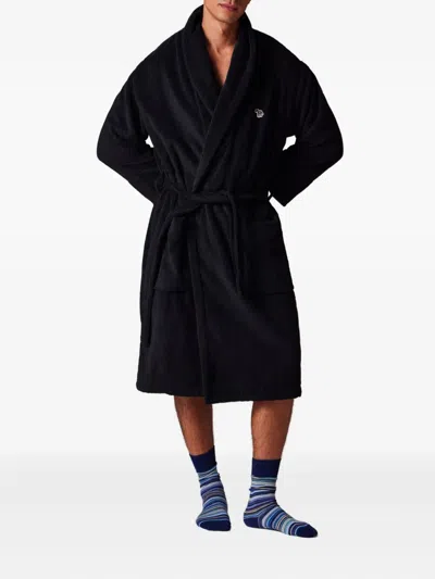 Paul Smith Zebra-embroidered Robe In Black