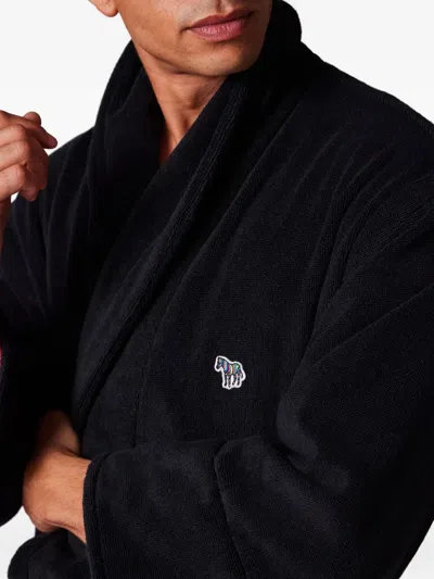Paul Smith Zebra-embroidered Robe In Black