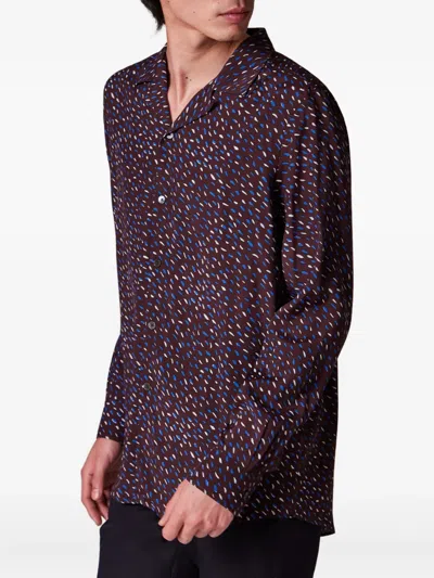 Paul Smith Screen Dance Print Camp-collar Shirt In Blue