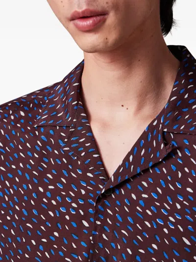 Paul Smith Screen Dance Print Camp-collar Shirt In Blue