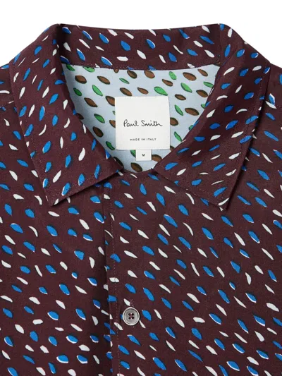Paul Smith Screen Dance Print Camp-collar Shirt In Blue