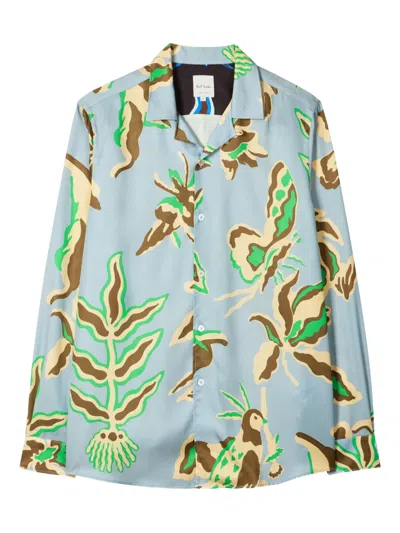 Paul Smith Floral-print Shirt In Blue