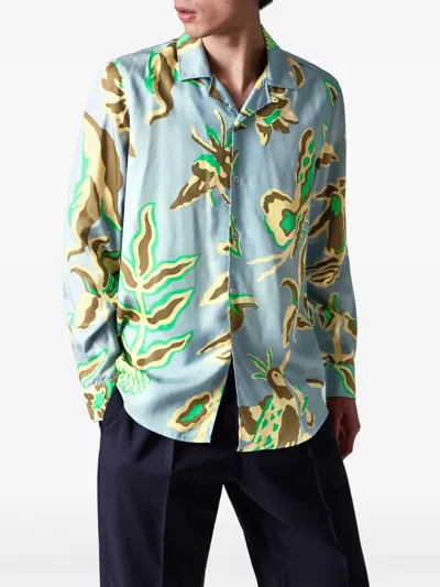 Paul Smith Floral-print Shirt In Blue