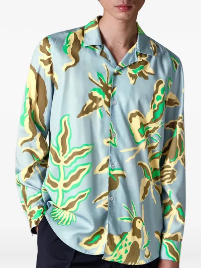 Paul Smith Floral-print Shirt In Blue