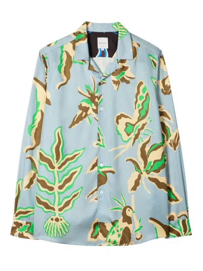 Paul Smith Floral-print Shirt In Blue