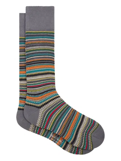 Paul Smith Striped Cotton Socks In Multi