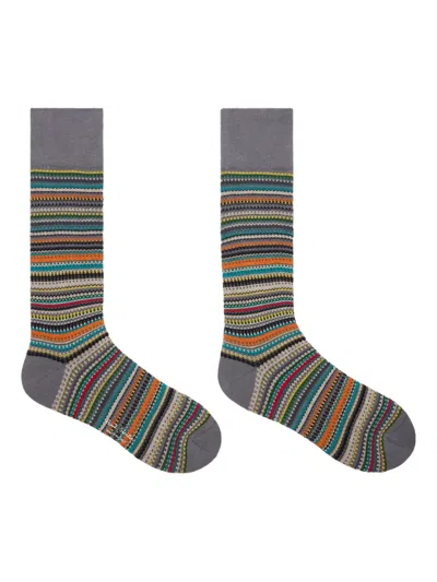 Paul Smith Striped Cotton Socks In Multi
