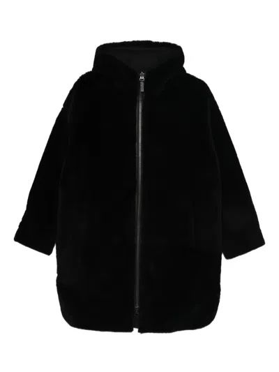 Yves Salomon Hooded Zip-fastening Coat In Black