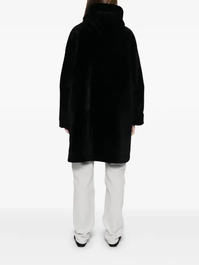 Yves Salomon Hooded Zip-fastening Coat In Black