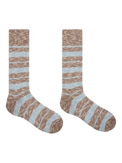 Paul Smith Grey Fleck Stripe Socks Brown In Brown