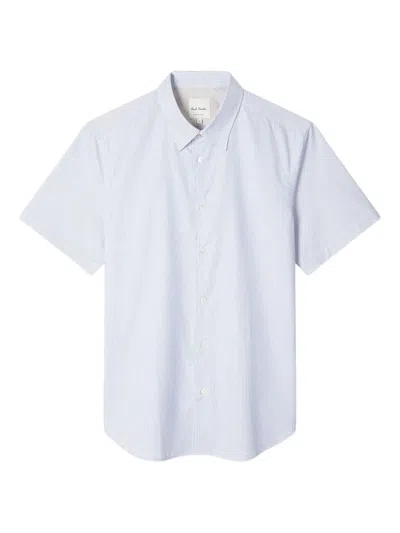 Paul Smith Short-sleeve Buttoned Geo Stripe Shirt In White