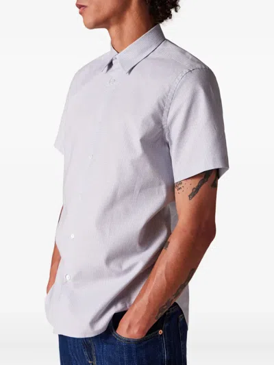 Paul Smith Short-sleeve Buttoned Geo Stripe Shirt In White