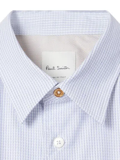 Paul Smith Short-sleeve Buttoned Geo Stripe Shirt In White