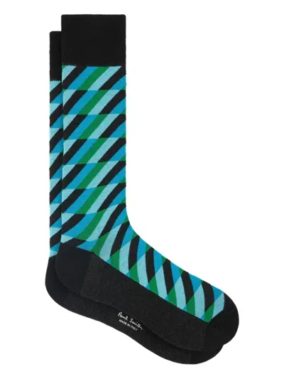 Paul Smith Diagonal-striped Cotton Socks In Multi