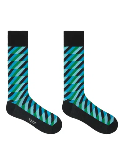 Paul Smith Diagonal-striped Cotton Socks In Multi