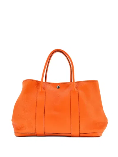 Pre-owned Hermes Garden Party Leather 36 Tote Bag In Orange