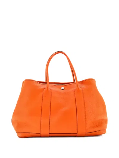 Pre-owned Hermes Garden Party Leather 36 Tote Bag In Orange