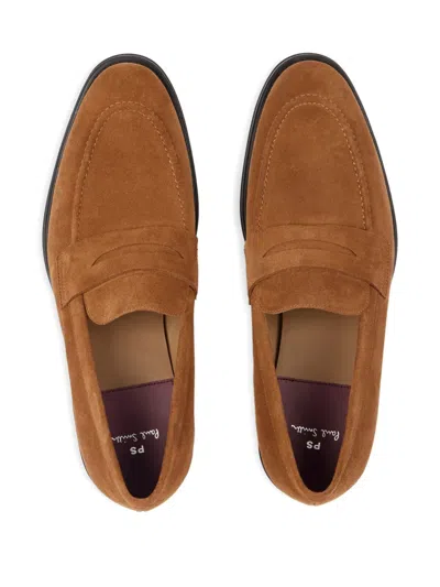 Ps By Paul Smith Suede Panelled Loafers In Brown