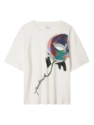 Ps By Paul Smith Floral-print T-shirt In Neutral