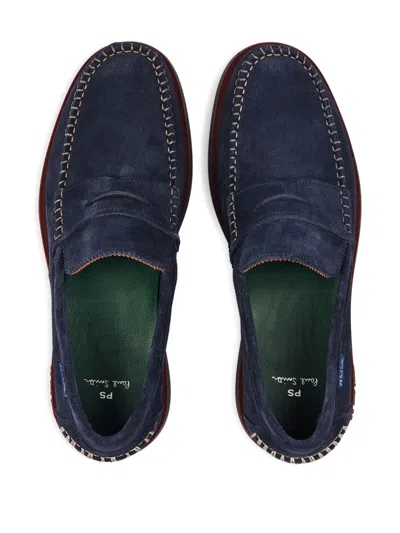 Ps By Paul Smith Stitched Suede Loafers In Blue
