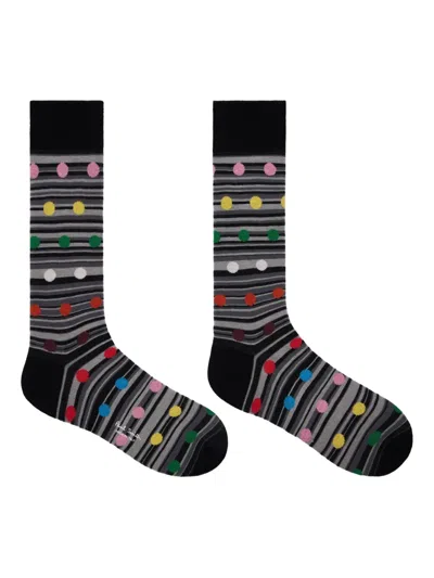 Paul Smith Stripe-dot Socks In Black
