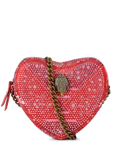 Kurt Geiger Embellished Heart Cross Body Bag In Red