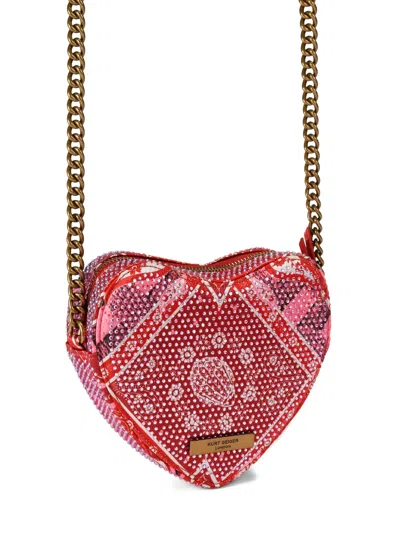 Kurt Geiger Embellished Heart Cross Body Bag In Red