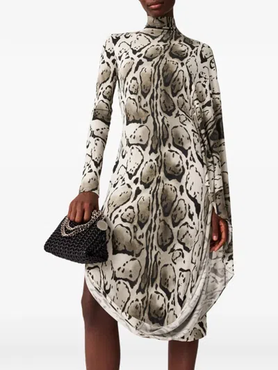 Stella Mccartney Leopard Print Pleated Midi Dress In Brown