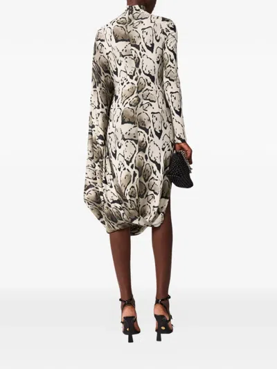 Stella Mccartney Leopard Print Pleated Midi Dress In Brown