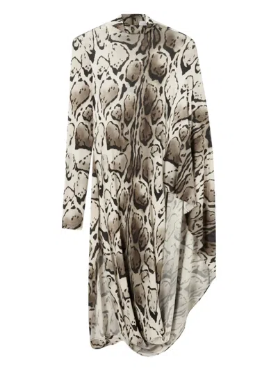 Stella Mccartney Leopard Print Pleated Midi Dress In Brown