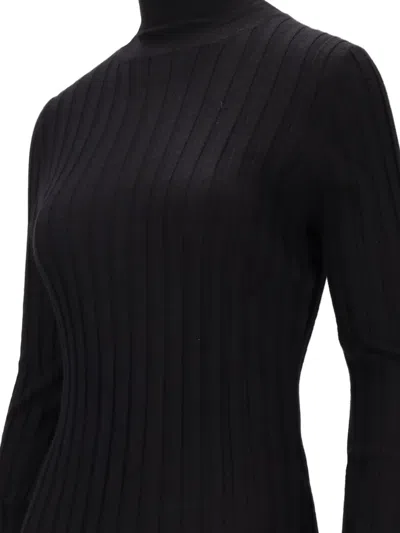 La Rose High-neck Ribbed Top In Black