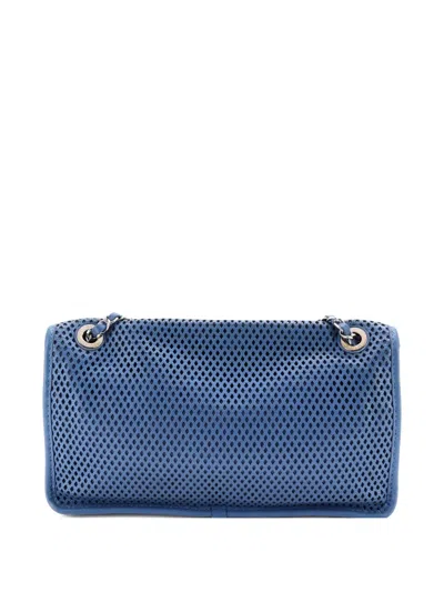 Pre-owned Chanel Up In The Air Flap Bag Perforated Leather Medium Shoulder Bag In Blue