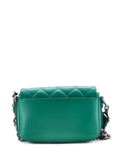 Pre-owned Chanel Rock My Flap Bag Quilted Calfskin Mini Shoulder Bag In Green
